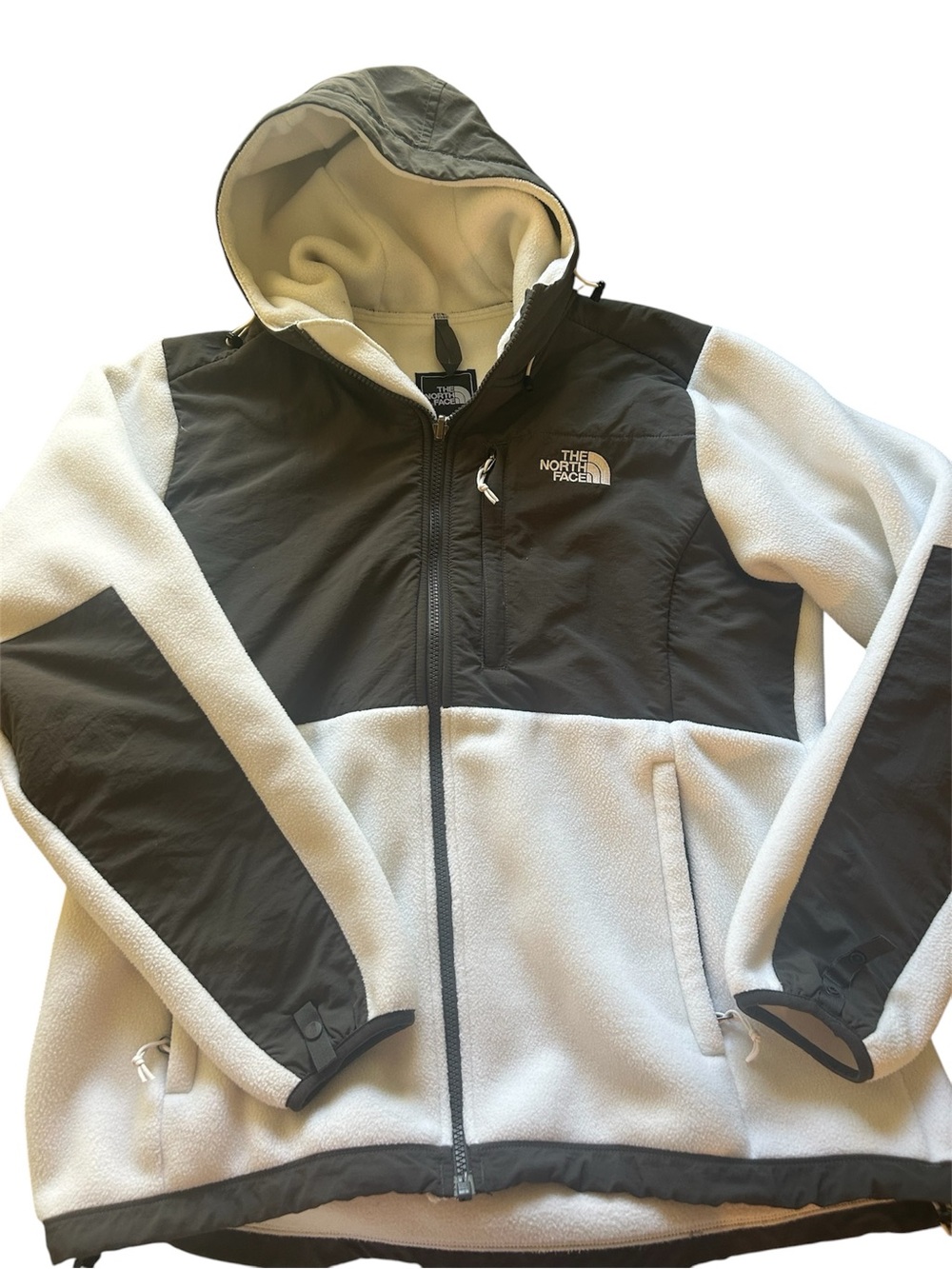 North Face Women's Denali Fleece Jacket White and Grey L
